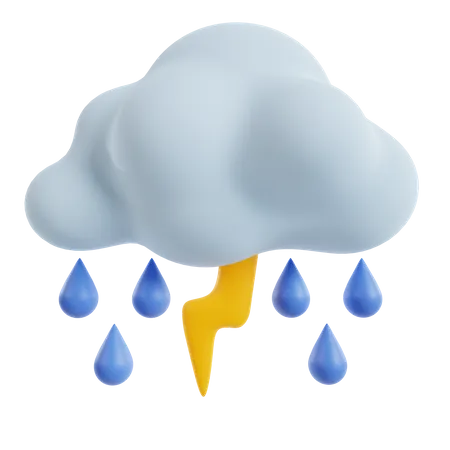 Drizzly Cloud Thunder 3D Icon