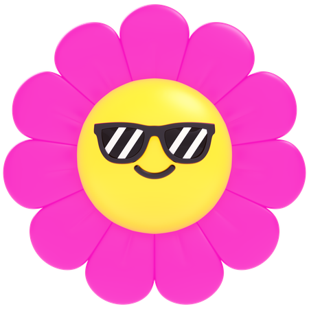 Fleur drôle avec des lunettes  3D Icon