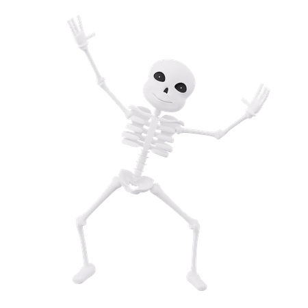 De drôles de squelettes ont levé les deux mains  3D Illustration