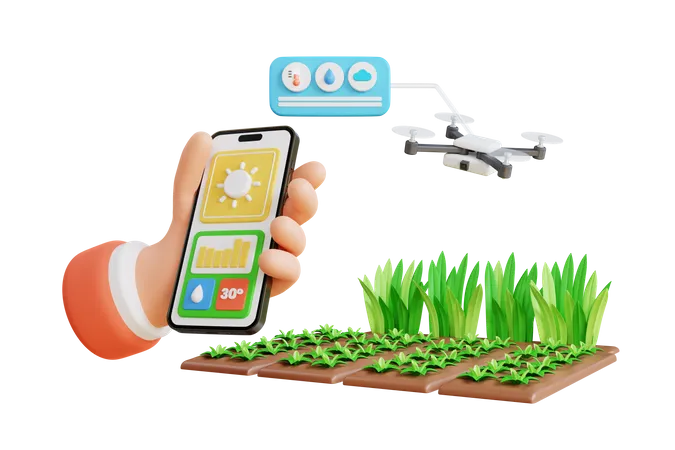 Dron para monitoreo de granjas  3D Illustration