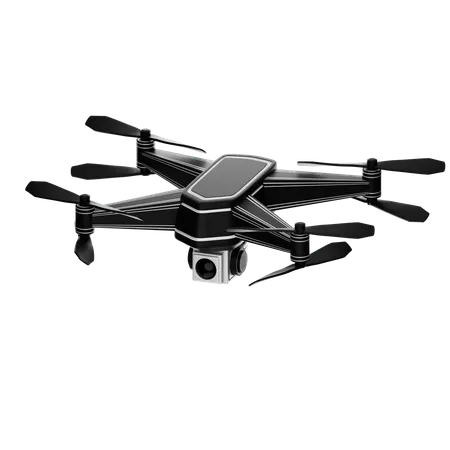 3 D Icon Black Drone With Four Propellers And A Camera 3D Icon