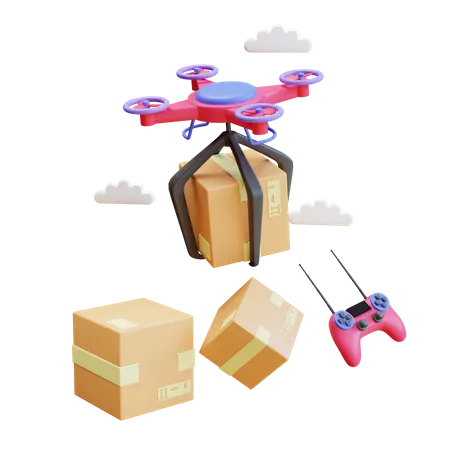 Drone delivering package  3D Illustration