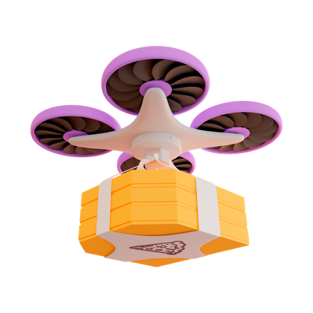 Drone delivers boxes with pizza  3D Icon