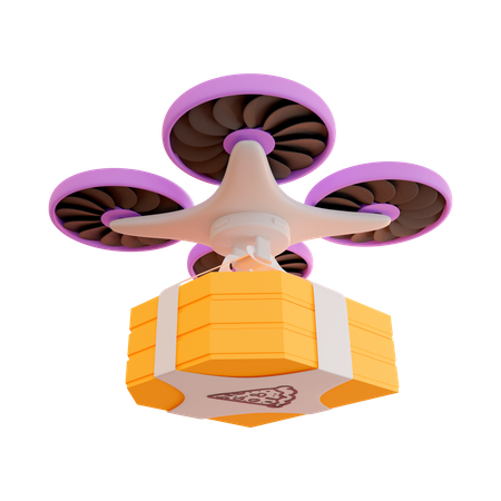 Drone delivers boxes with pizza 3D Illustration