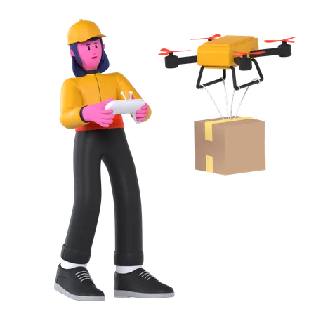 Drone Delivery  3D Illustration