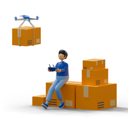 Drone Delivery  3D Illustration