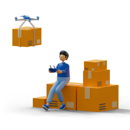 Drone Delivery  3D Illustration