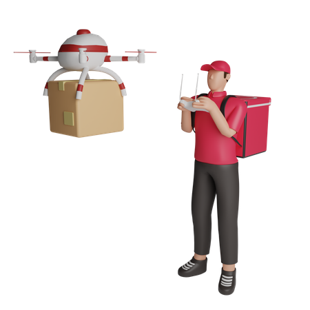 Drone delivery service  3D Illustration