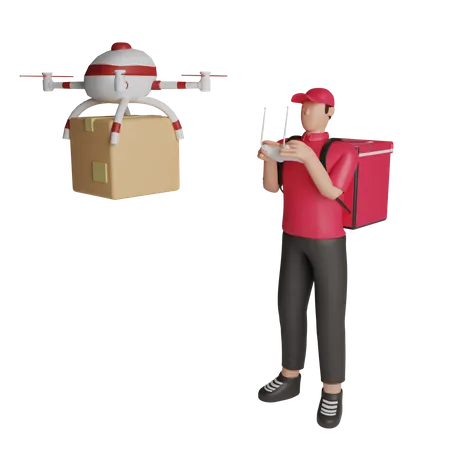 Drone delivery service  3D Illustration