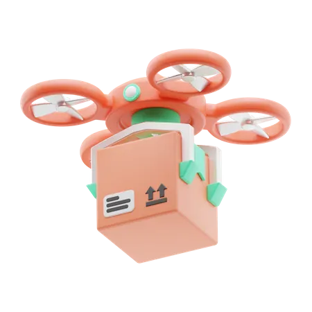 Delivery Of Package Using Drones 3D Icon