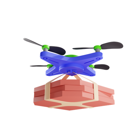 Drone entrega caixas com pizza  3D Illustration