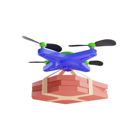 Drone entrega caixas com pizza  3D Illustration