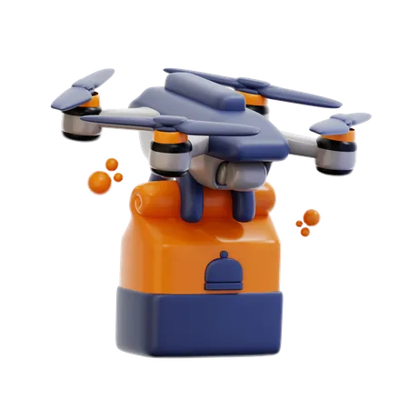 3 D Rendering Drone Food Delivery Illustration 3D Icon