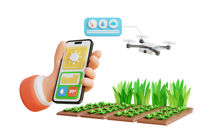Drone for farm monitoring  3D Illustration