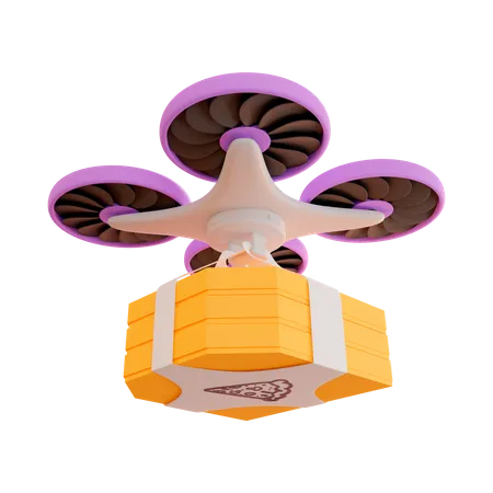 Un drone livre des cartons de pizza  3D Illustration