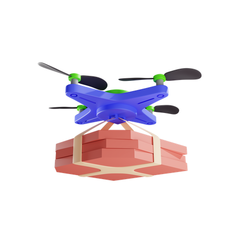 Un drone livre des cartons de pizza  3D Illustration