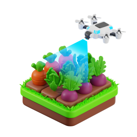 Drone Scanning Farm  3D Icon