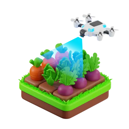 Drone Scanning Farm  3D Icon