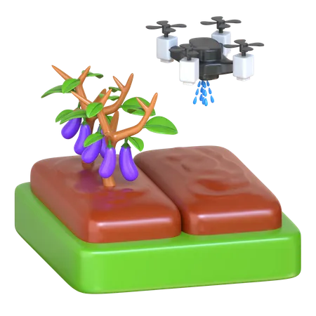 Drone Watering 3 D Smart Farming Icon 3D Icon
