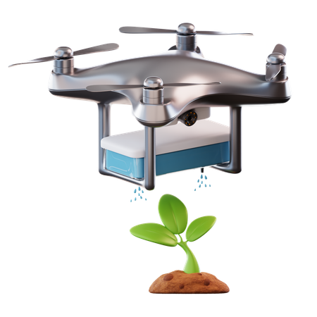 Drone Watering Plants  3D Icon