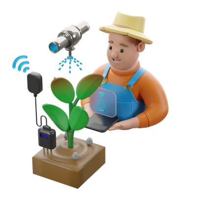Drought Control With Humidity Sensor Monitoring  3D Illustration