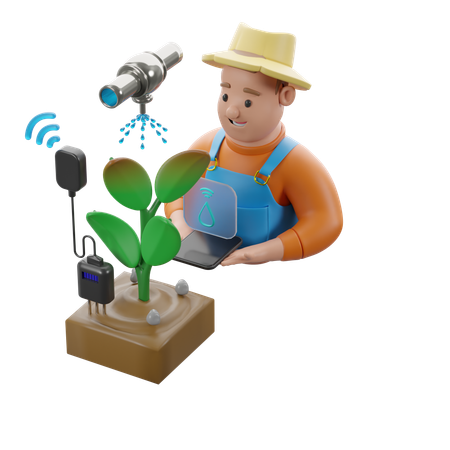 Drought Control With Humidity Sensor Monitoring  3D Illustration
