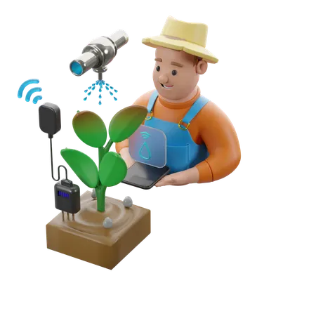 Drought Control With Humidity Sensor Monitoring  3D Illustration