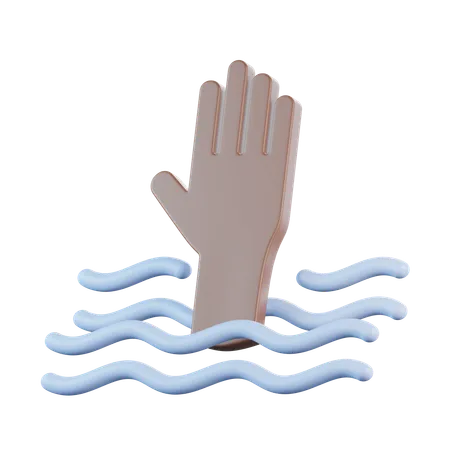 Drowning Sign Dark Skin  3D Icon
