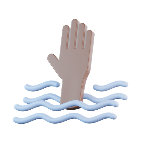 Drowning Sign Dark Skin  3D Icon