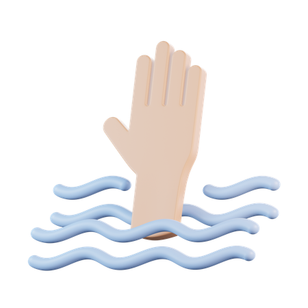 Drowning Sign Light Skin  3D Icon