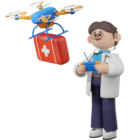 Drug Delivery by Drone  3D Illustration