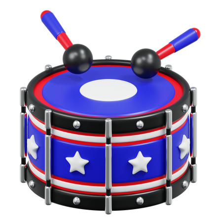 Drum With Patriotic Stars  3D Icon