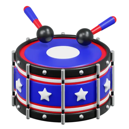 Drum With Patriotic Stars  3D Icon