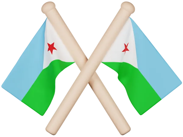 Dschibuti-Flagge  3D Icon