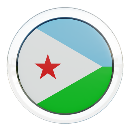 Dschibuti Runde Flagge  3D Icon