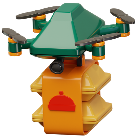 Dual Drone Food Delivery  3D Icon