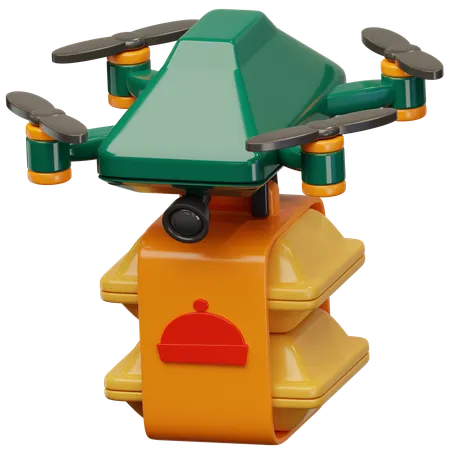 Dual Drone Food Delivery  3D Icon