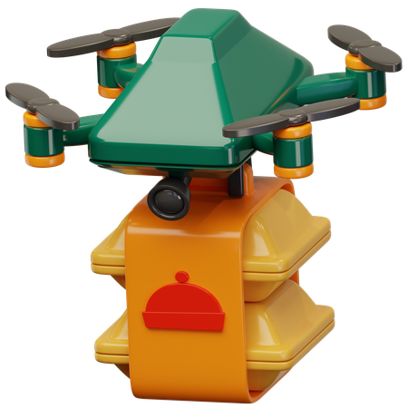 Dual Drone Food Delivery  3D Icon