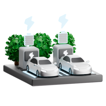 Dual Ev Charging Green Parking  3D Icon
