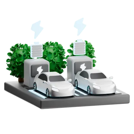 Dual Ev Charging Green Parking  3D Icon