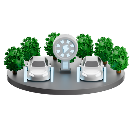 Dual Ev Charging Zone  3D Icon