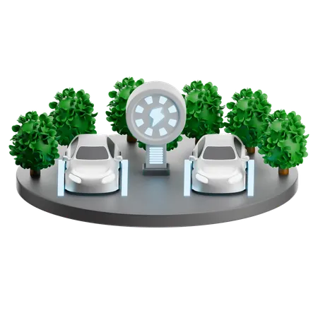 Dual Ev Charging Zone  3D Icon