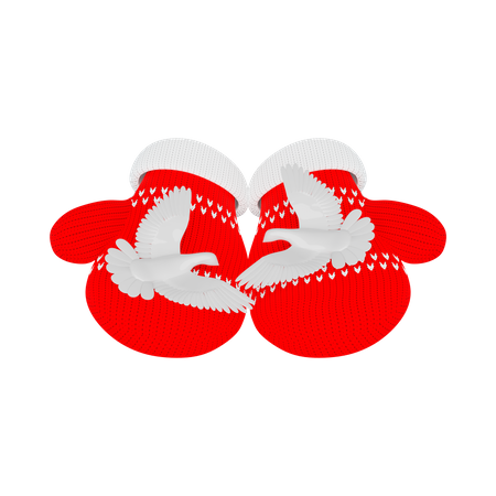 Duas pombas em luvas de malha  3D Icon