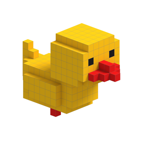 Duck Cute Voxel Art  3D Icon