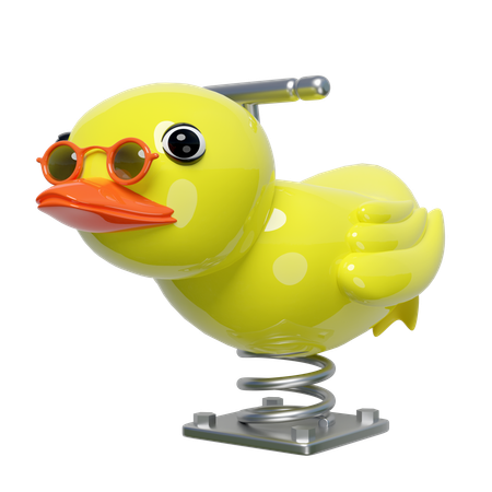 Duck spring rider  3D Illustration