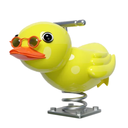 Duck spring rider  3D Illustration