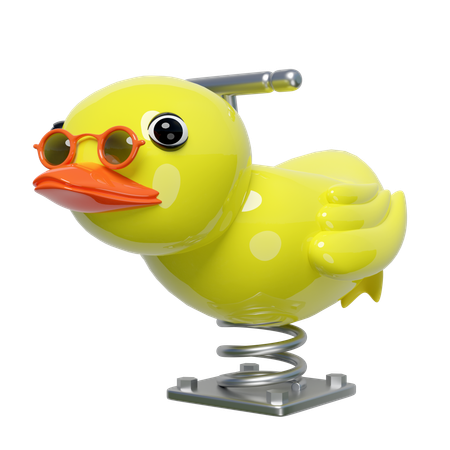 Duck spring rider  3D Illustration