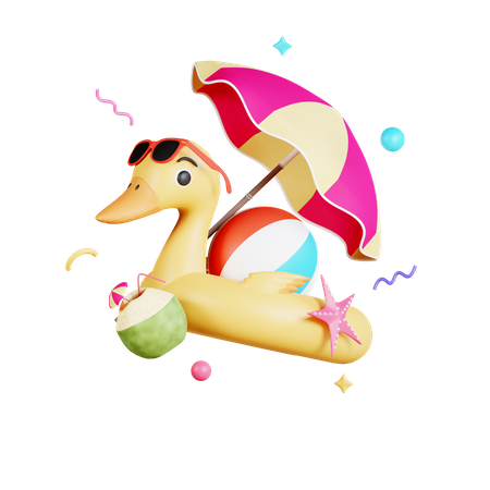 Duck tube With Beach Equipment  3D Icon
