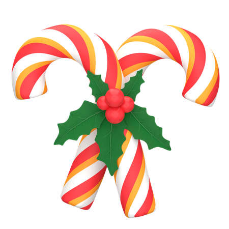 Dulces navideños con muérdago  3D Icon