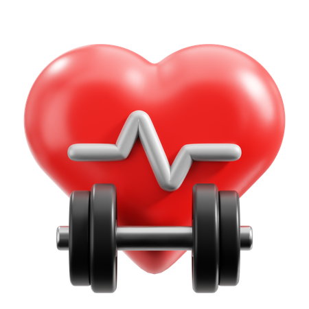 Dumbbell and Heartbeat  3D Icon